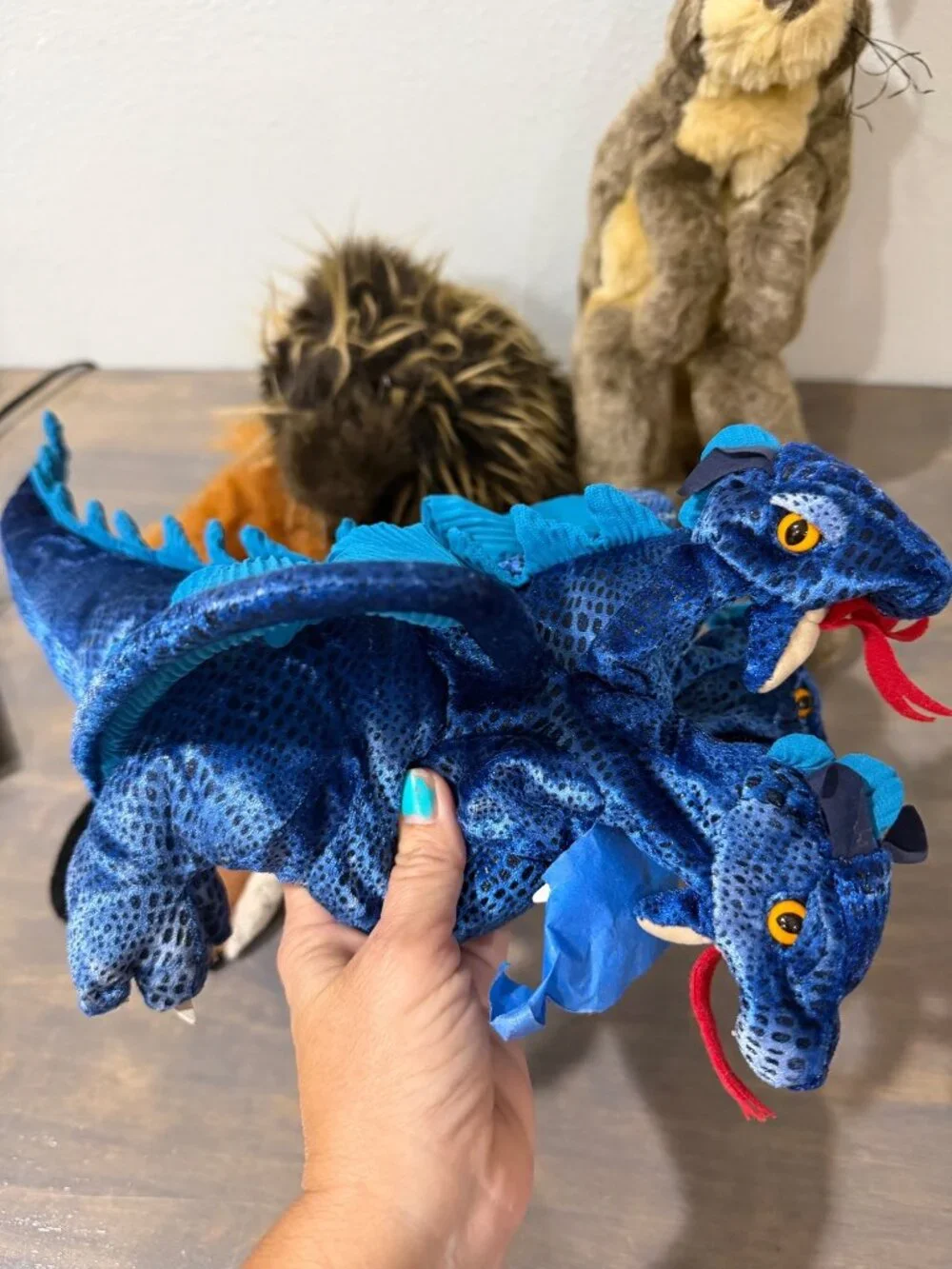 Lot 4 Folkmanis Plush Hand Puppets Fox, Rabbit, Porcupine, Dragon